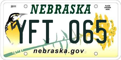 NE license plate YFT065