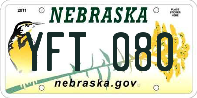 NE license plate YFT080
