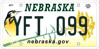 NE license plate YFT099