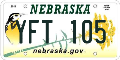NE license plate YFT105