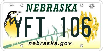 NE license plate YFT106