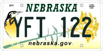 NE license plate YFT122