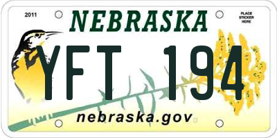 NE license plate YFT194