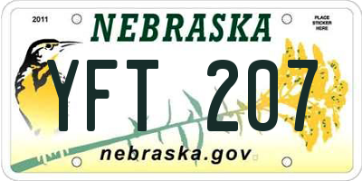 NE license plate YFT207