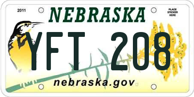 NE license plate YFT208