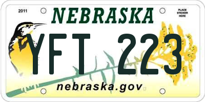NE license plate YFT223