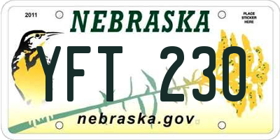 NE license plate YFT230