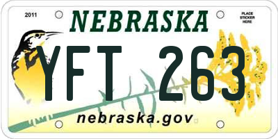 NE license plate YFT263