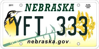 NE license plate YFT333