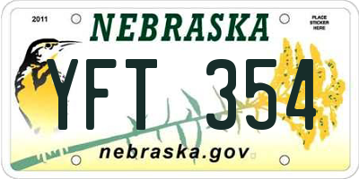 NE license plate YFT354
