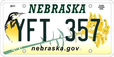 NE license plate YFT357