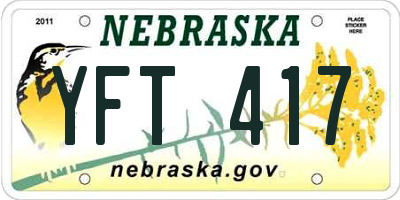 NE license plate YFT417