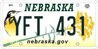 NE license plate YFT431