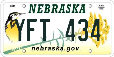 NE license plate YFT434