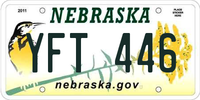 NE license plate YFT446