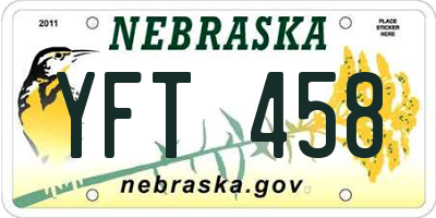 NE license plate YFT458