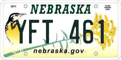 NE license plate YFT461