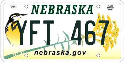 NE license plate YFT467