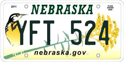 NE license plate YFT524