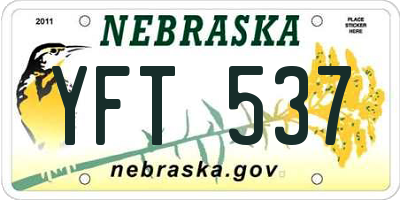 NE license plate YFT537