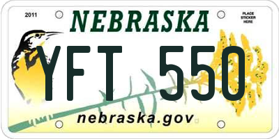 NE license plate YFT550