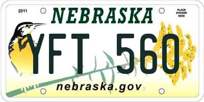 NE license plate YFT560