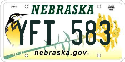 NE license plate YFT583