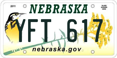 NE license plate YFT617