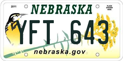 NE license plate YFT643
