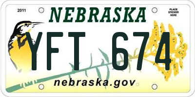 NE license plate YFT674