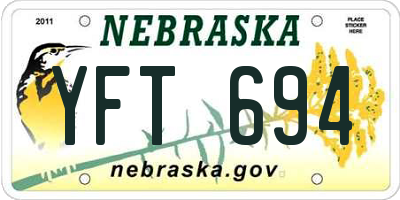 NE license plate YFT694
