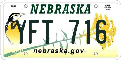 NE license plate YFT716