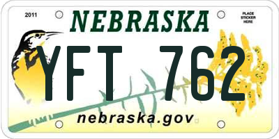 NE license plate YFT762