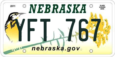 NE license plate YFT767