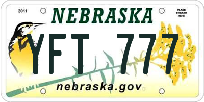 NE license plate YFT777
