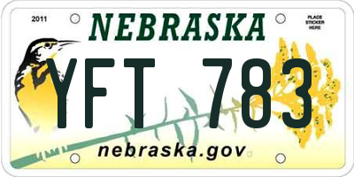NE license plate YFT783