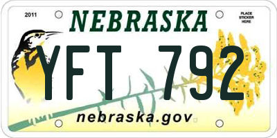 NE license plate YFT792