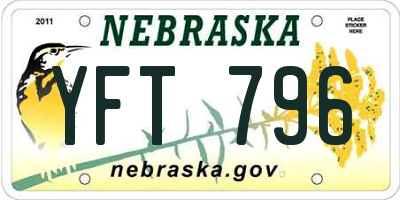NE license plate YFT796