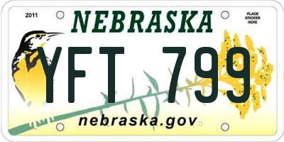 NE license plate YFT799