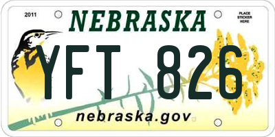 NE license plate YFT826
