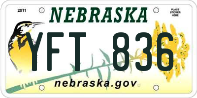 NE license plate YFT836