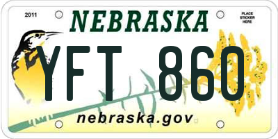 NE license plate YFT860