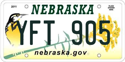 NE license plate YFT905