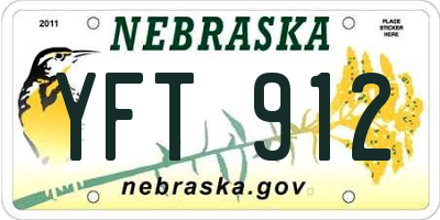 NE license plate YFT912