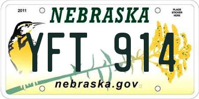 NE license plate YFT914