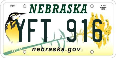 NE license plate YFT916