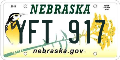 NE license plate YFT917