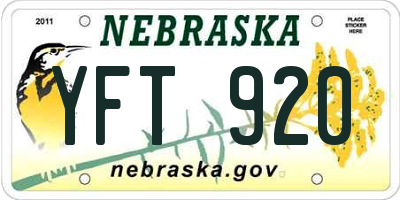 NE license plate YFT920