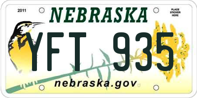 NE license plate YFT935