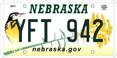 NE license plate YFT942